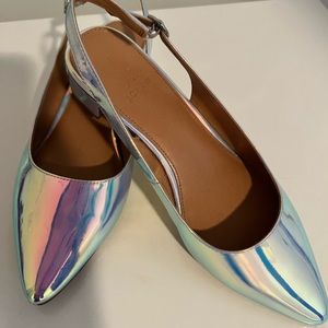 J. Crew Lucie Iridescent Metallic Slingbacks
